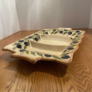 Vintage Provincial Olives Hand-Painted Collection 3 Section Rectangular Platter